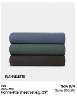Myer Flannelette Sheet Set e.g. QS offer