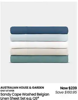 Myer Sandy Cape Washed Belgian Linen Sheet Set e.g. QS offer