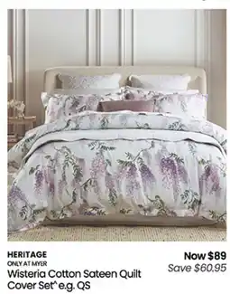 Myer Wisteria Cotton Sateen Quilt Cover offer