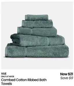 Myer Combed Cotton Ribbed Bath Towels offer