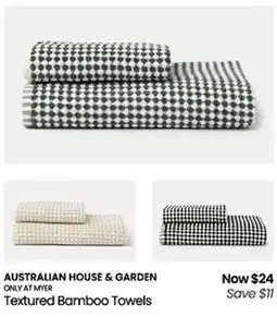 Myer Australian house & garden textured bamboo towels offer