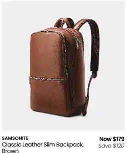 Myer Classic Leather Slim Backpack, Brown offer
