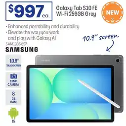 Officeworks Galaxy Tab $10 FE Wi-Fi 256GB Grey offer