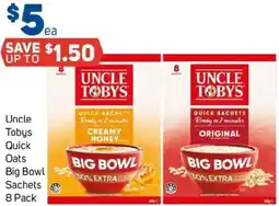 Foodland Uncle Tobys Quick Oats Big Bowl Sachets offer