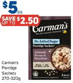 Foodland Carman's Porridge Sachets offer