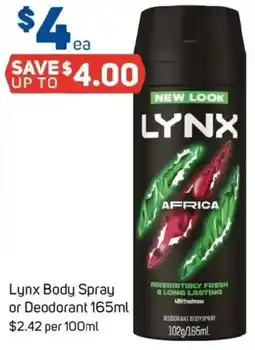 Foodland Lynx Body Spray or Deodorant offer