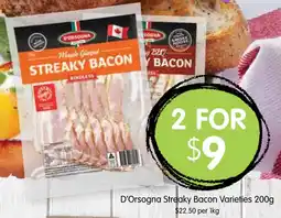 Spudshed D'Orsogna Streaky Bacon Varieties offer
