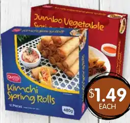 Spudshed Quality Food Kimchi Spring Rolls or Jumbo Vegetable Spring Rolls offer