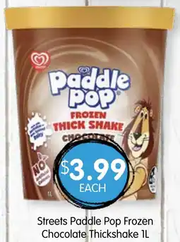 Spudshed Streets Paddle Pop Frozen Chocolate Thickshake offer
