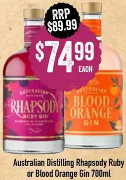 Spudshed Australian Distilling Rhapsody Ruby or Blood Orange Gin offer