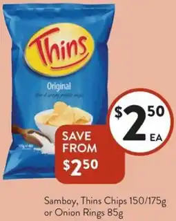 Foodworks Samboy, Thins Chips or Onion Rings offer