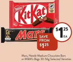 Foodworks Mars, Nestlé Medium Chocolate Bars or M&M's Bags offer