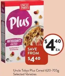 Foodworks Uncle Tobys Plus Cereal offer