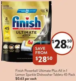 Foodworks Finish Powerball Ultimate Plus All in 1 Lemon Sparkle Dishwasher Tablets offer