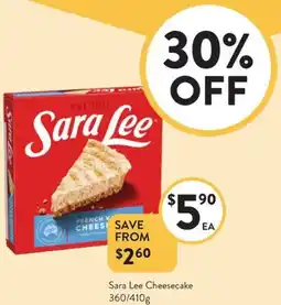 Foodworks Sara Lee Cheesecake offer