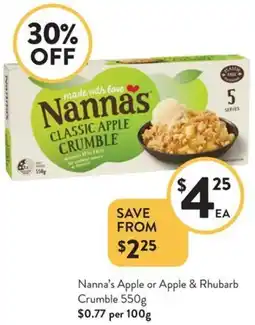 Foodworks Nanna's Apple or Apple & Rhubarb Crumble offer