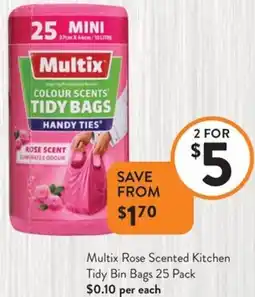 Foodworks Multix Rose Scented Kitchen Tidy Bin Bags offer