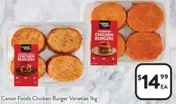 Foodworks Canon Foods Chicken Burger Varieties offer