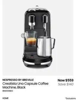 Myer Creatista uno capsule coffee machine offer