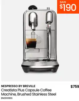 Myer Creatista Plus Capsule Coffee Machine, Brushed Stainless Steel offer