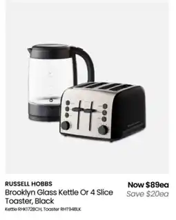 Myer Brooklyn glass kettle or 4 slice toaster offer