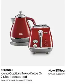 Myer Icona capitals tokyo kettle or 2 slice toaster offer