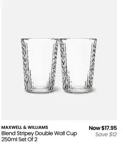 Myer Blend stripey double wall cup offer