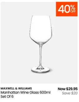 Myer Manhattan wine glass offer