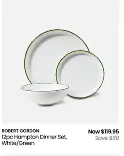 Myer 12pc hampton dinner set, white/green offer