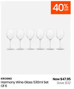 Myer Harmony wine glass offer