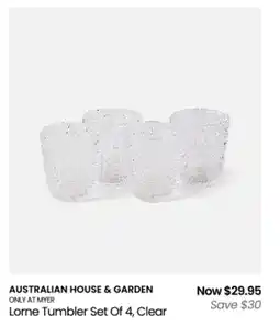 Myer Lorne tumbler set of 4, clear offer