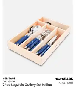 Myer 24pc laguiole cutlery set in blue offer