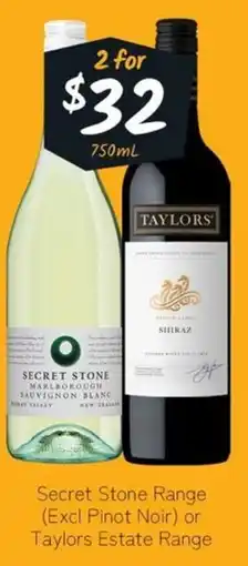 Cellarbrations Secret stone range or taylors estate range offer