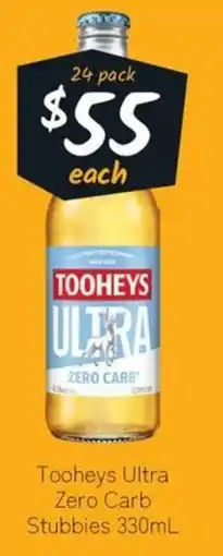 Cellarbrations Tooheys ultra zero carb stubbies offer