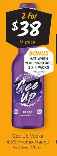 Cellarbrations Gee up vodka 4.6% premix range bottles offer