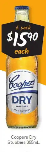 Cellarbrations Coopers dry stubbies offer