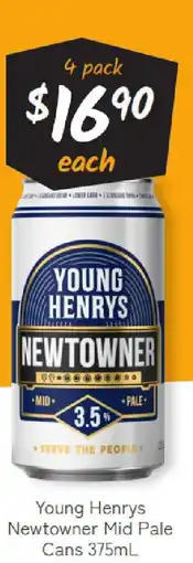 Cellarbrations Young henrys newtowner mid pale cans offer