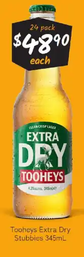 Cellarbrations Tooheys extra dry stubbies offer