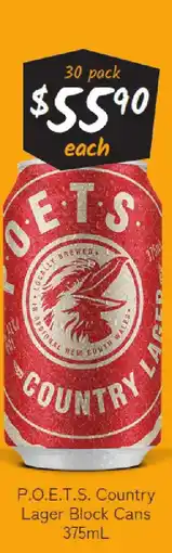 Cellarbrations P.o.e.t.s. country lager block cans offer