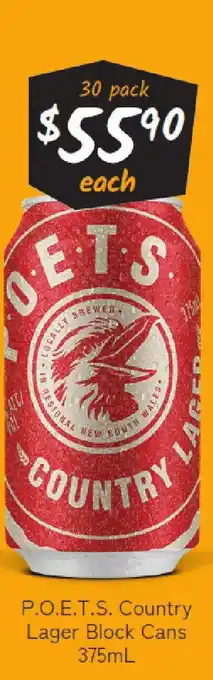 Cellarbrations P.o.e.t.s. country lager block cans offer