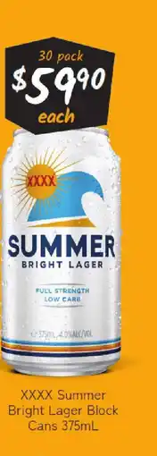 Cellarbrations Xxxx summer bright lager block cans offer