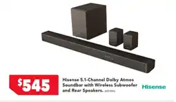 2nds World Hisense Dolby Atmos Soundbar with Wireless Subwoofer Hisense and Rear Speakers offer