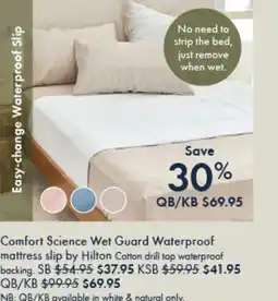 Pillow Talk Comfort Science Wet Guard Waterproof mattress slip offer
