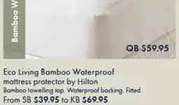Pillow Talk Eco Living Bamboo Waterproof mattress protector offer