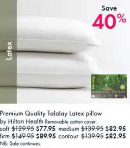 Pillow Talk Premium Quality Talalay Latex pillow offer