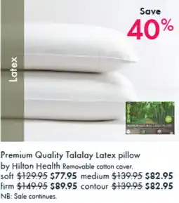 Pillow Talk Premium quality talalay latex pillow offer