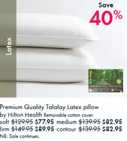 Pillow Talk Premium quality talalay latex pillow offer