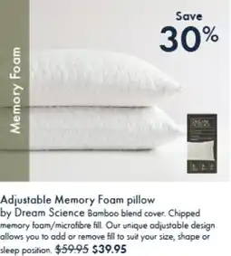 Pillow Talk Adjustable memory foam pillow offer