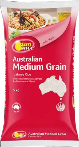 IGA SunRice Australian Medium Grain Calrose Rice or Brown Rice 5kg offer
