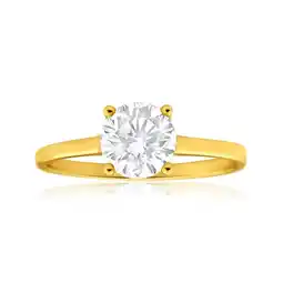 Shiels 9ct Yellow Gold 6mm Brilliant Cut Cubic Zirconia 4 Claw Ring offer